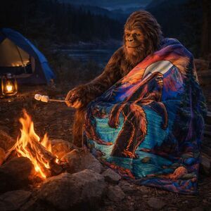 BIGFOOT Sasquatch OVERSIZED Plush Throw Blanket Cabin Lodge Camping Cryptid Gift